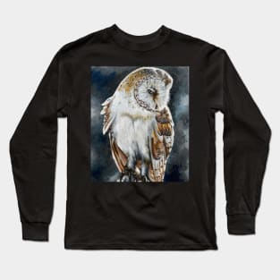 Barn Owl Oil Painting Long Sleeve T-Shirt